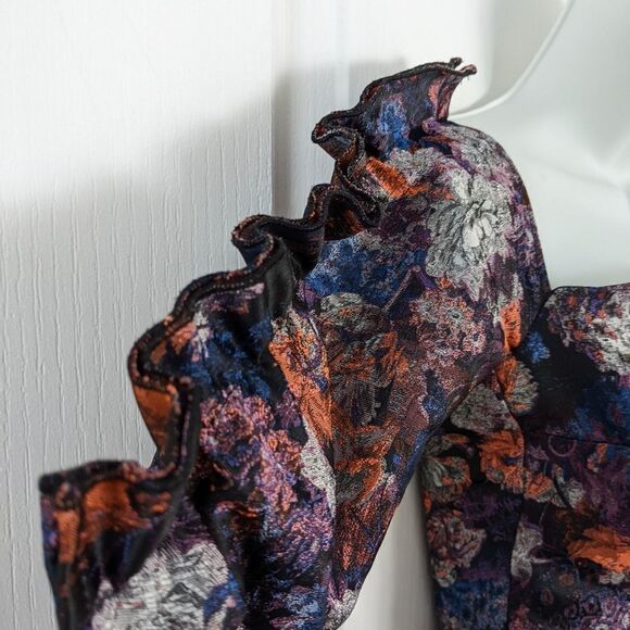 NEW H&M tapestry style baby doll ruffle sleeve floral off the shoulder blouse 2 - Picture 7 of 9